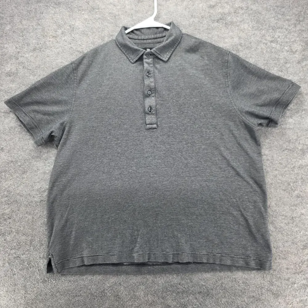 Banana Republic Polo Shirt Mens XL Tall Gray Lux Touch Micro Stripe Cotton
